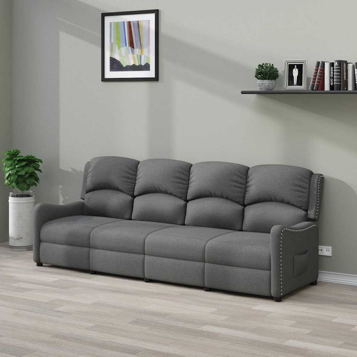 Fotoliu rabatabil cu 4 locuri, gri deschis, material textil WALTI