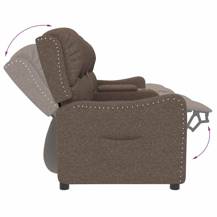 Fotoliu rabatabil cu 4 locuri/suport pahare, gri taupe, textil WALTI