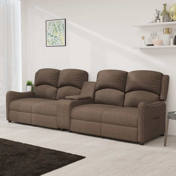 Fotoliu rabatabil cu 4 locuri/suport pahare, gri taupe, textil WALTI