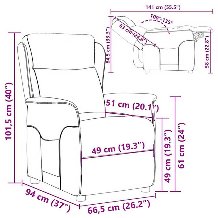 Fotoliu recliner Crem 66.5 x 94 x 101.5 cm Poliester - WALTI WALTI