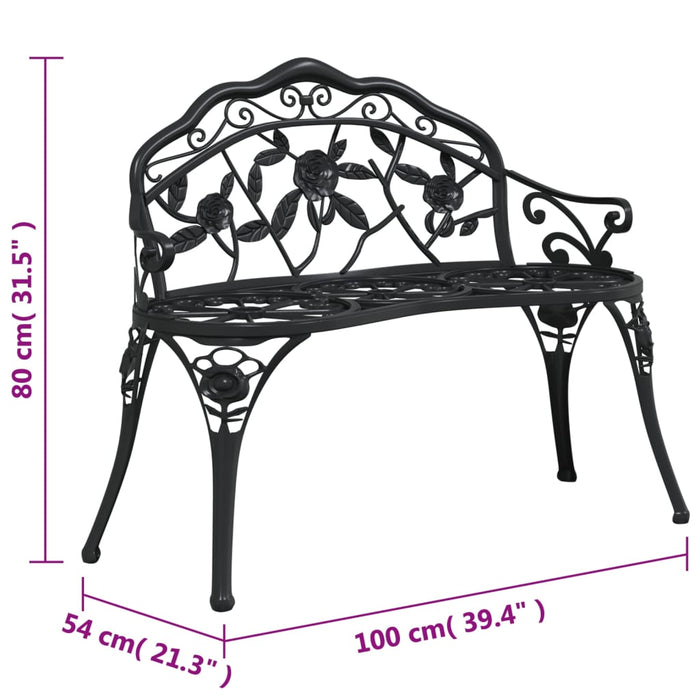 Bancă de grădină, negru, 100 cm, aluminiu turnat - WALTI WALTI