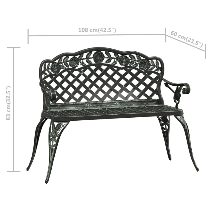 Bancă de grădină, verde, 108 cm, aluminiu turnat - WALTI WALTI