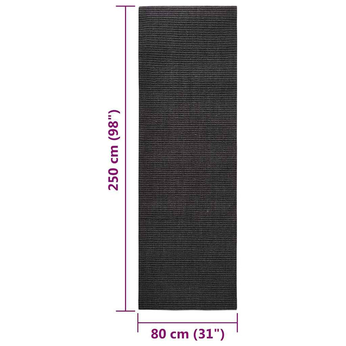 Covor din sisal natural, negru, 80x250 cm WALTI