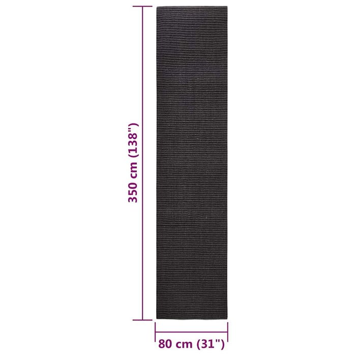 Covor din sisal natural, negru, 80x350 cm WALTI