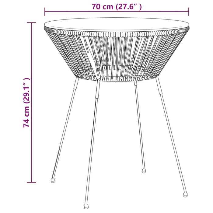 Set de mobilier pentru grădină, 3 piese, negru WALTI