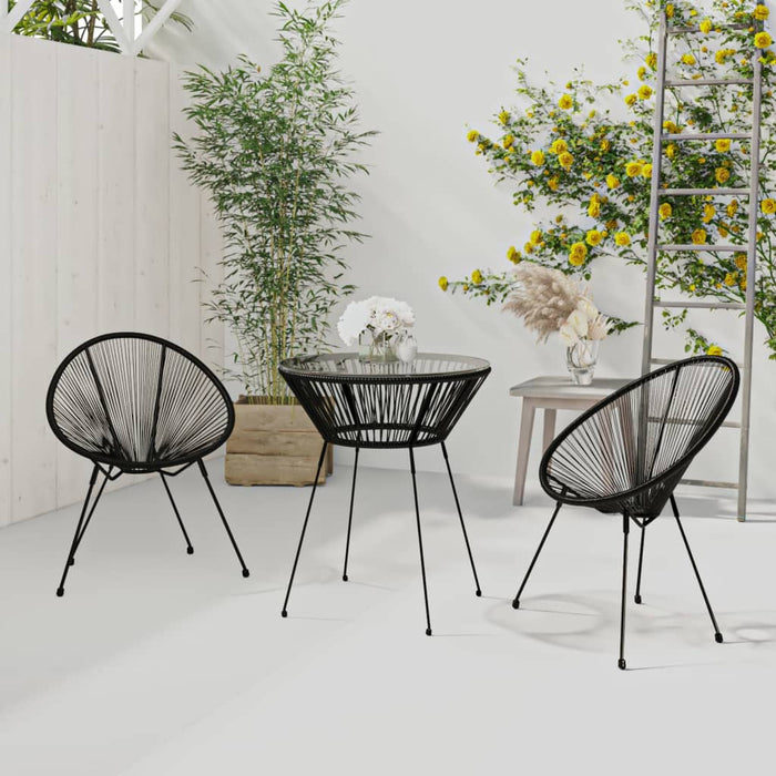 Set de mobilier pentru grădină, 3 piese, negru WALTI