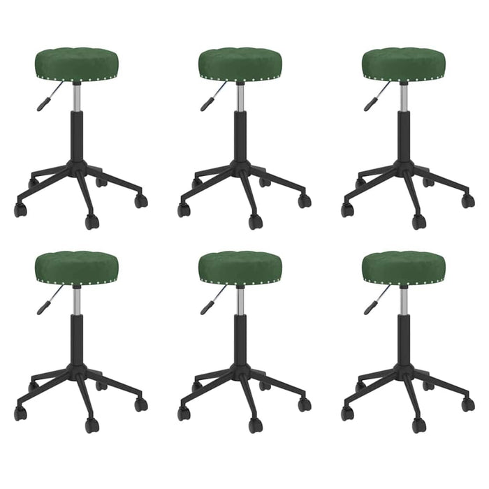 Scaune de sufragerie pivotante 6 buc, verde închis, catifea WALTI