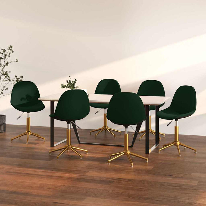 Scaune de sufragerie pivotante 6 buc, verde închis, catifea WALTI