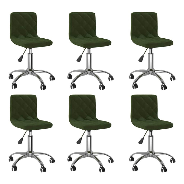 Scaune de sufragerie pivotante 6 buc, verde închis, catifea WALTI