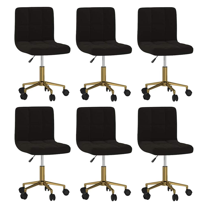 Scaune de sufragerie pivotante 6 buc, negru, catifea WALTI
