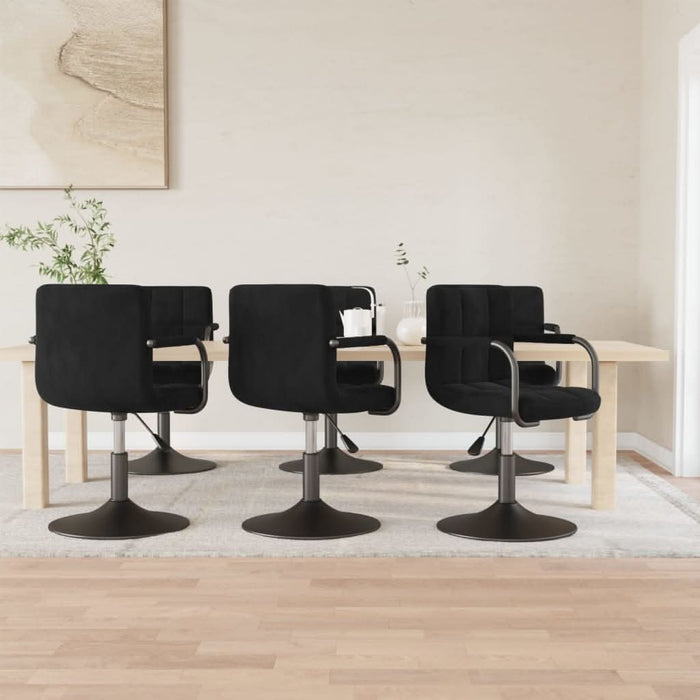Scaune de sufragerie pivotante 6 buc, negru, catifea WALTI