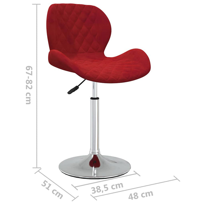 Scaune de sufragerie pivotante 6 buc, roșu vin, catifea WALTI