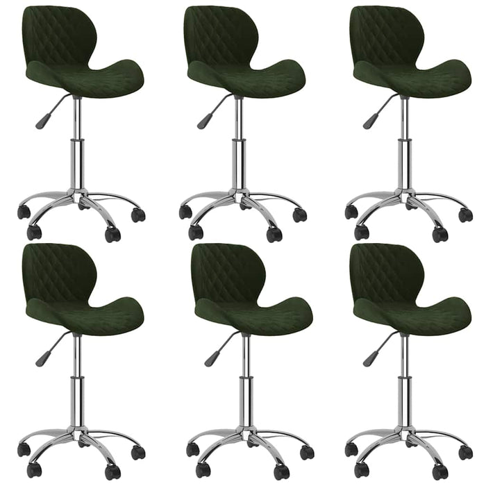 Scaune de sufragerie pivotante 6 buc, verde închis, catifea WALTI