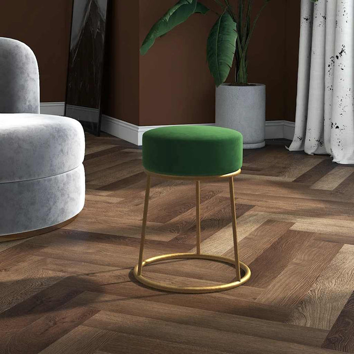 Taburet rotund, verde, catifea - WALTI WALTI