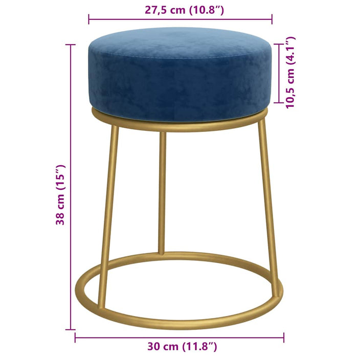 Taburet rotund, albastru, catifea - WALTI WALTI