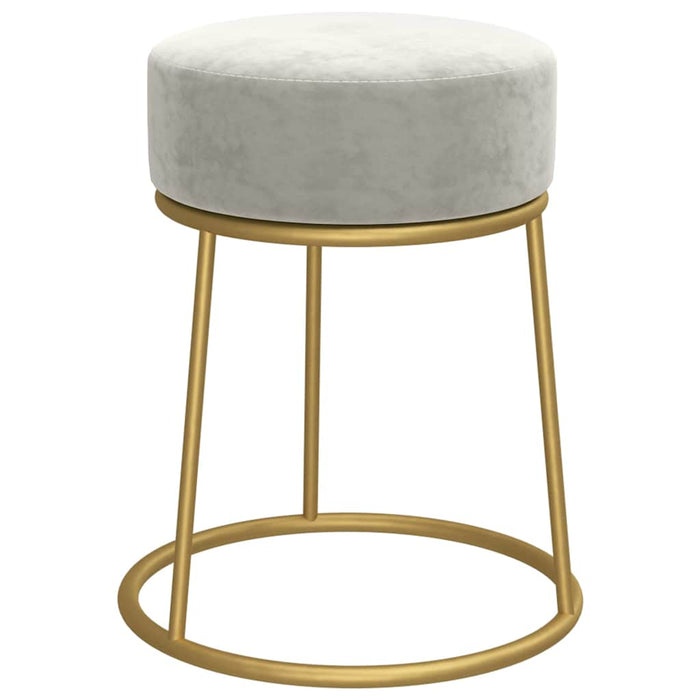 Taburet rotund, gri deschis, catifea - WALTI WALTI