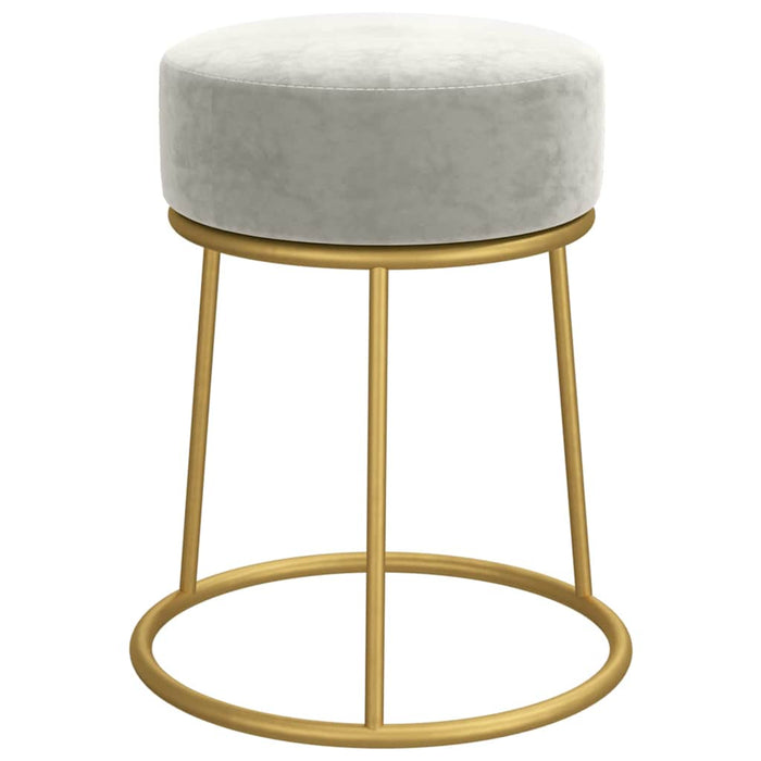 Taburet rotund, gri deschis, catifea - WALTI WALTI