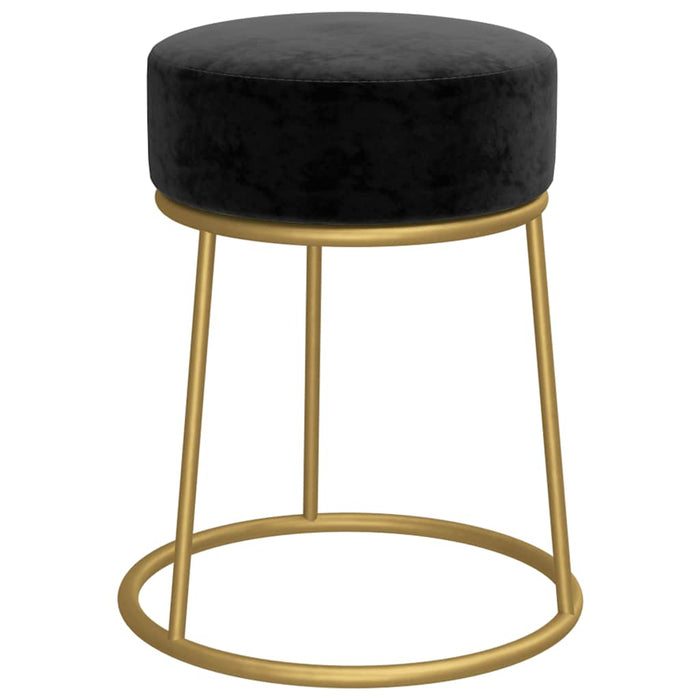 Taburet rotund, negru, catifea - WALTI WALTI
