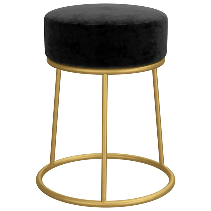 Taburet rotund, negru, catifea - WALTI WALTI