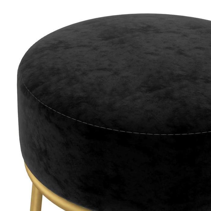 Taburet rotund, negru, catifea - WALTI WALTI