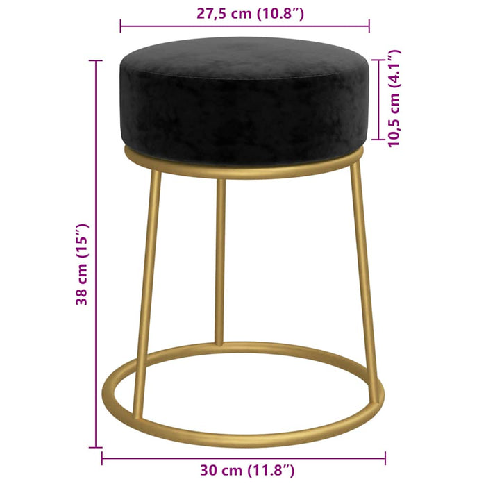 Taburet rotund, negru, catifea - WALTI WALTI