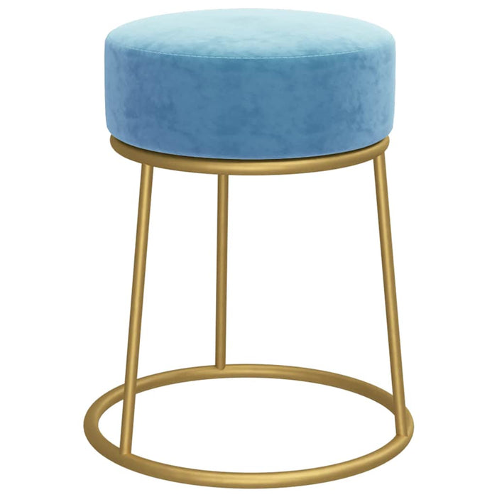 Taburet rotund, albastru deschis, catifea - WALTI WALTI