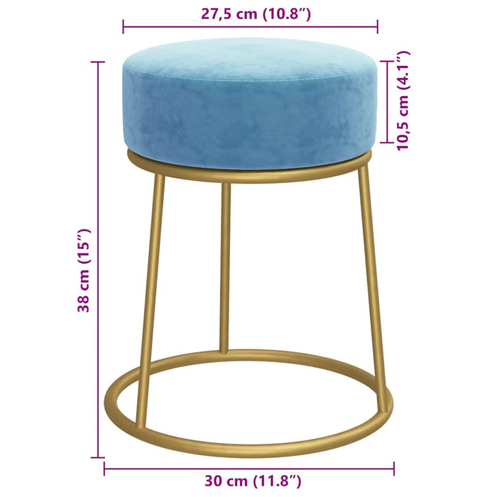 Taburet rotund, albastru deschis, catifea - WALTI WALTI
