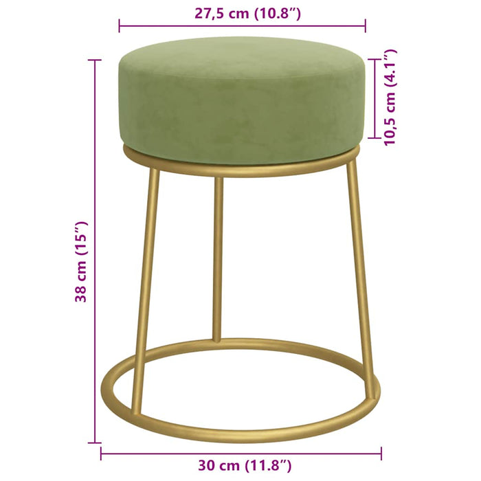 Taburet rotund, verde muştar, catifea - WALTI WALTI