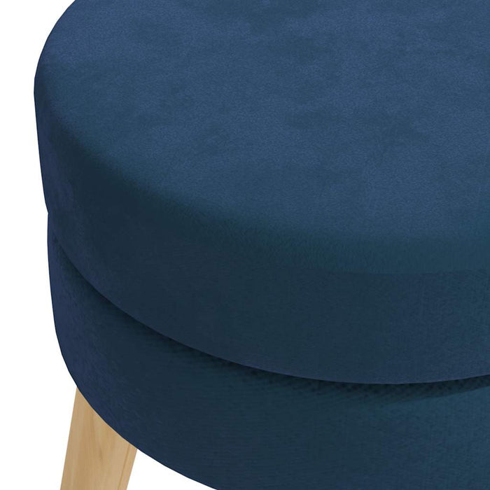 Taburet rotund, albastru, catifea WALTI