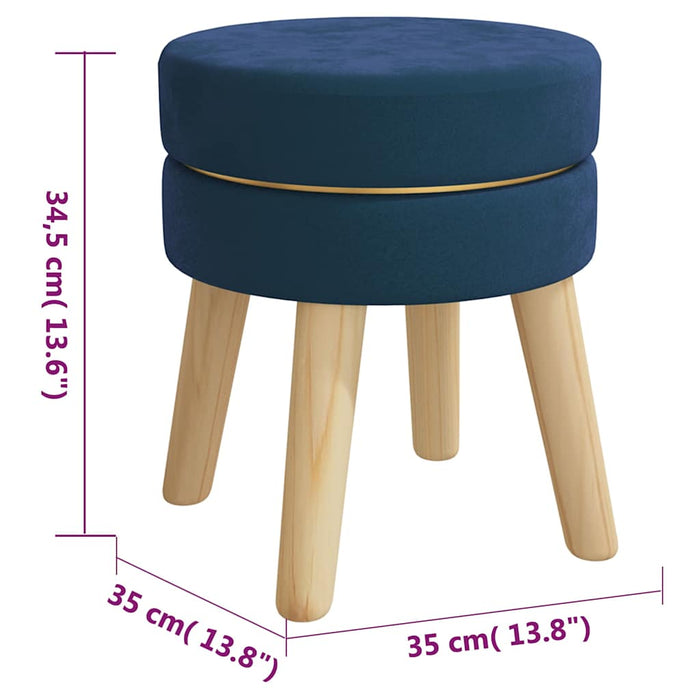 Taburet rotund, albastru, catifea WALTI