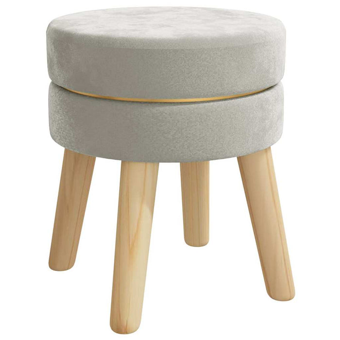 Taburet rotund, gri deschis, catifea WALTI