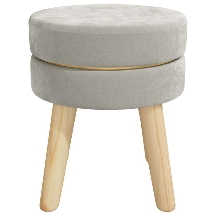 Taburet rotund, gri deschis, catifea WALTI