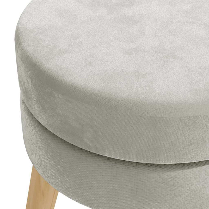 Taburet rotund, gri deschis, catifea WALTI