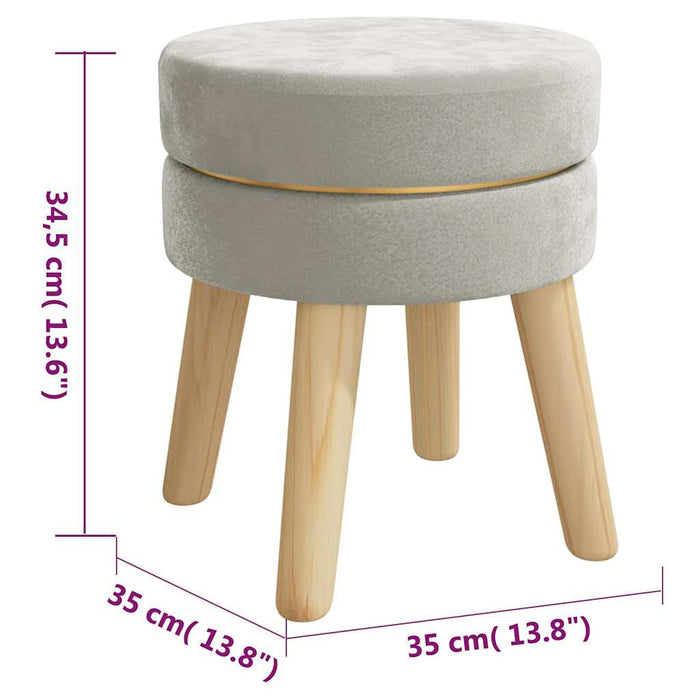 Taburet rotund, gri deschis, catifea WALTI