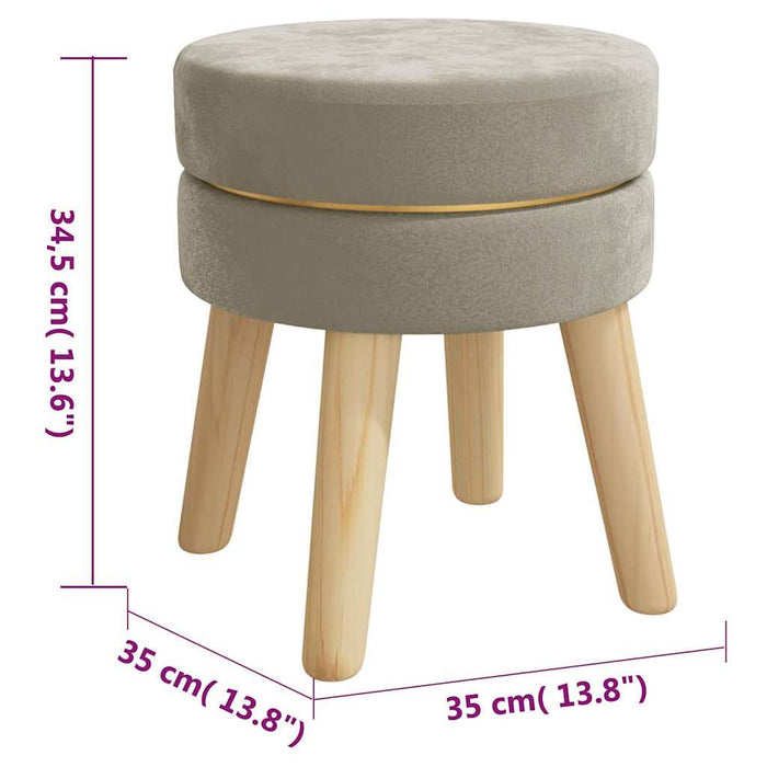 Taburet rotund, gri închis, catifea WALTI
