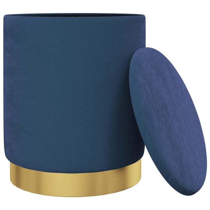 Taburet depozitare rotund, albastru, catifea 31 x 37 cm WALTI