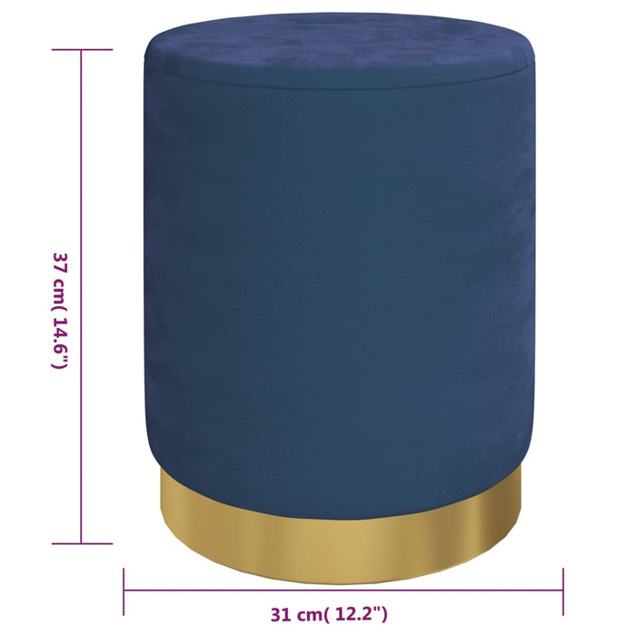 Taburet depozitare rotund, albastru, catifea 31 x 37 cm WALTI