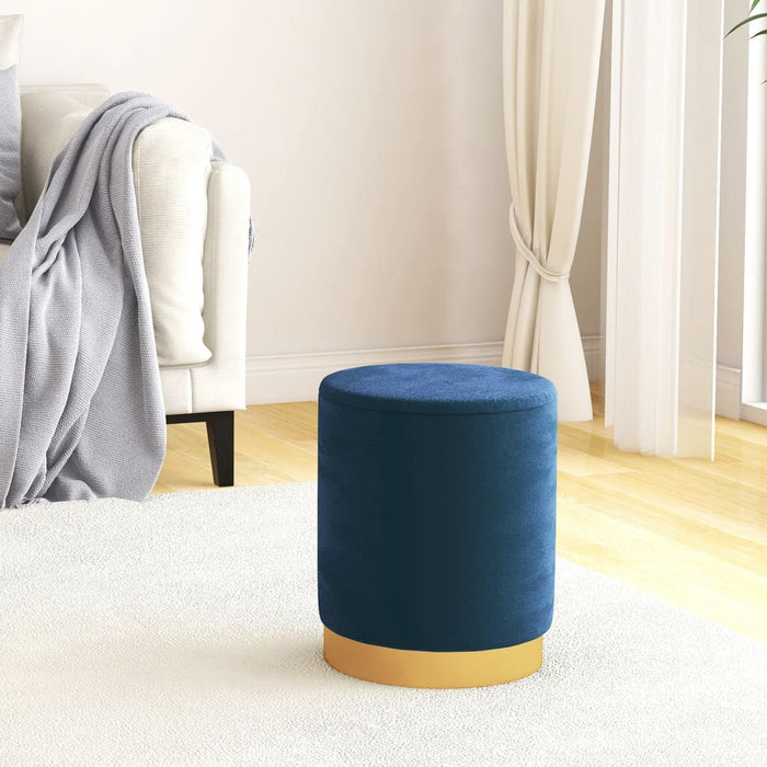 Taburet depozitare rotund, albastru, catifea 31 x 37 cm WALTI
