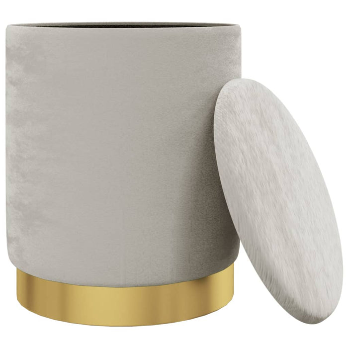 Taburet depozitare rotund, gri deschis, catifea 31 x 37 cm WALTI