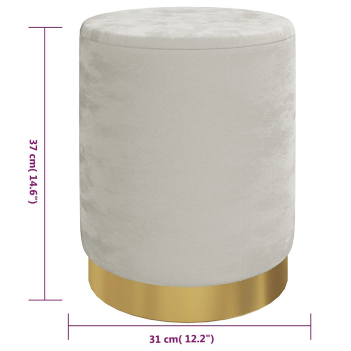 Taburet depozitare rotund, gri deschis, catifea 31 x 37 cm WALTI