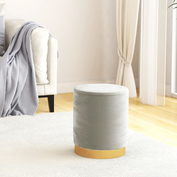 Taburet depozitare rotund, gri deschis, catifea 31 x 37 cm WALTI