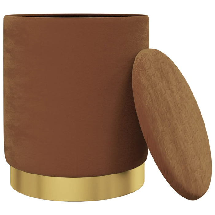 Taburet depozitare rotund, maro, catifea 31 x 37 cm WALTI