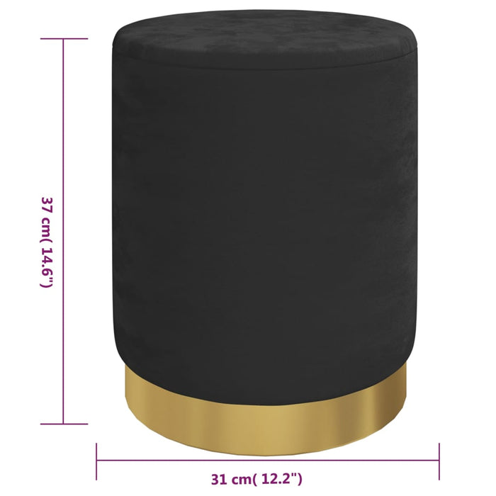 Taburet depozitare rotund, negru, catifea 31 x 37 cm WALTI