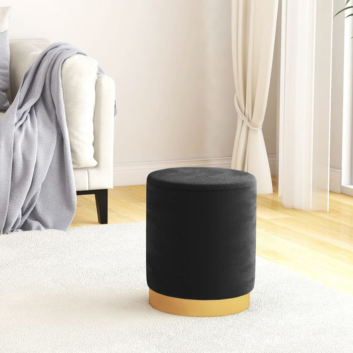 Taburet depozitare rotund, negru, catifea 31 x 37 cm WALTI