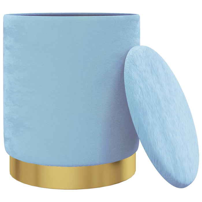 Taburet depozitare rotund, albastru deschis, catifea 31 x 37 cm WALTI