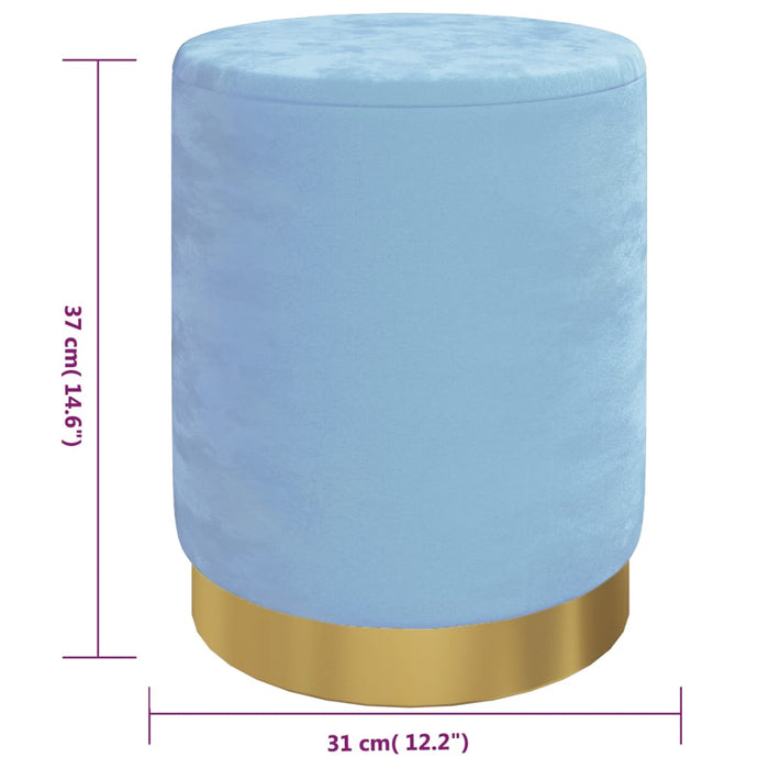 Taburet depozitare rotund, albastru deschis, catifea 31 x 37 cm WALTI