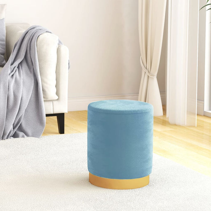 Taburet depozitare rotund, albastru deschis, catifea 31 x 37 cm WALTI