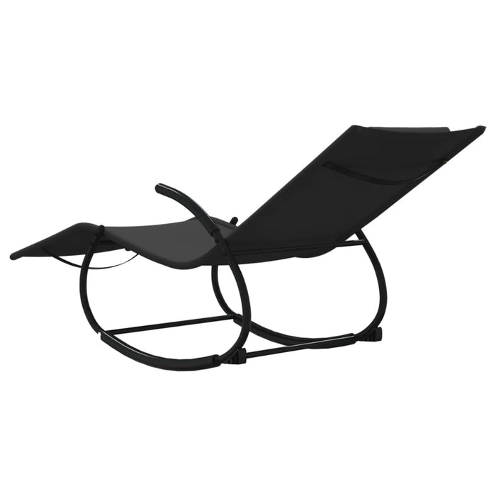 Șezlong balansoar, negru, oțel și textilenă WALTI