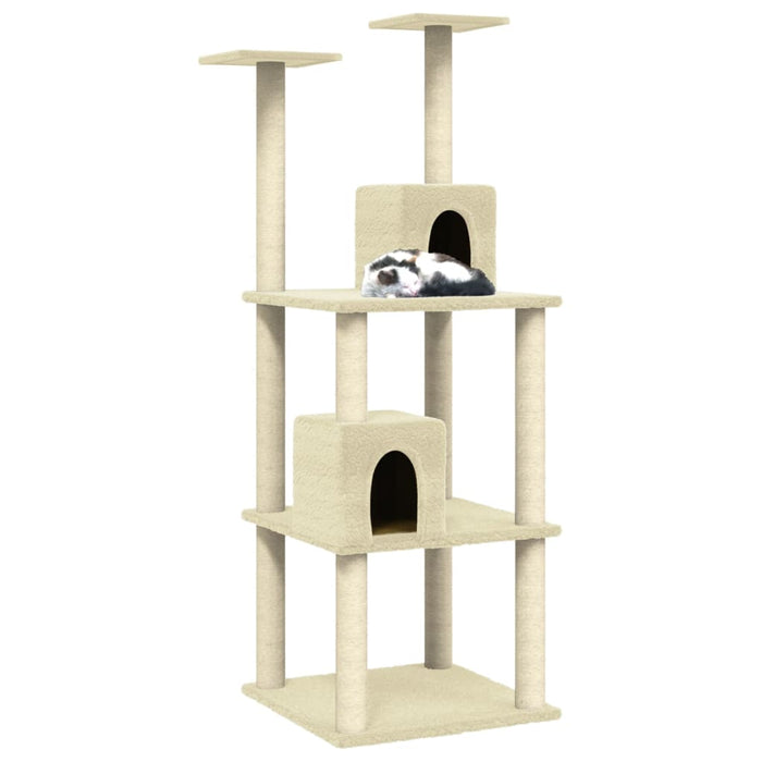 Ansamblu pisici cu stâlpi din funie de sisal, crem, 141 cm WALTI