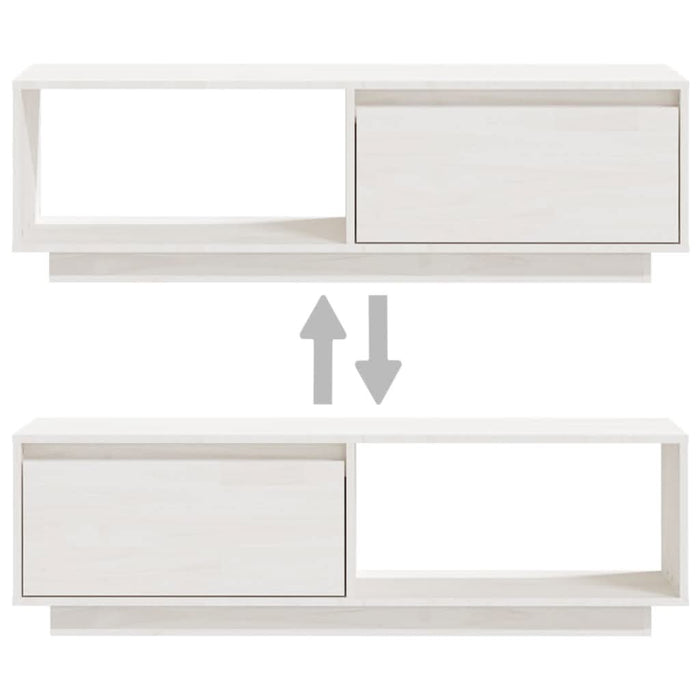 Comodă TV, alb, 110x30x33,5 cm, lemn masiv de pin - WALTI WALTI